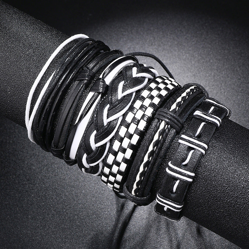 Wholesale Handwoven Multi-layer Leather DIY 6 Piece Set Bracelet